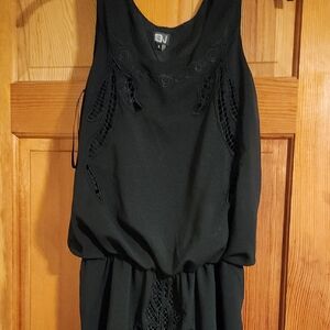 Very J Black Lace Detail Mini Dress